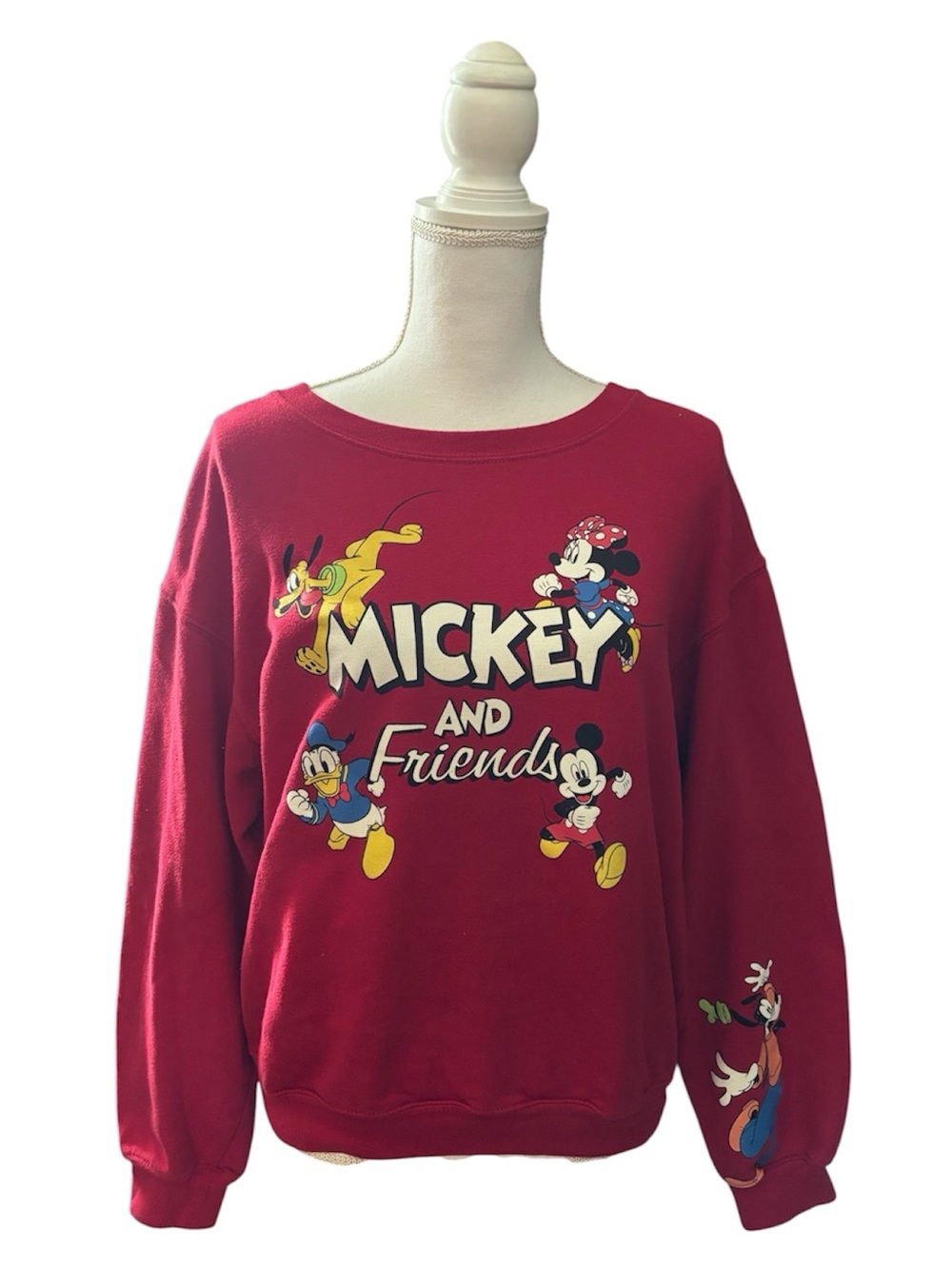 Disney Red Mickey and Friends Crewneck Sweatshirt Medium